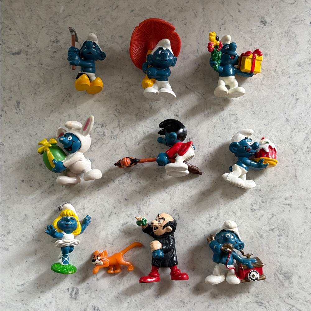 1978-1980’s Lot SMURFS Schleich PEYO figures, Mushroom hut, ERTL cars, teacup - Picture 6 of 16
